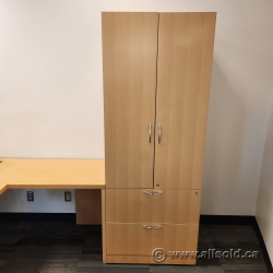 Blonde 2 Door, 2 Drawer File and Storage Cabinet, Locking